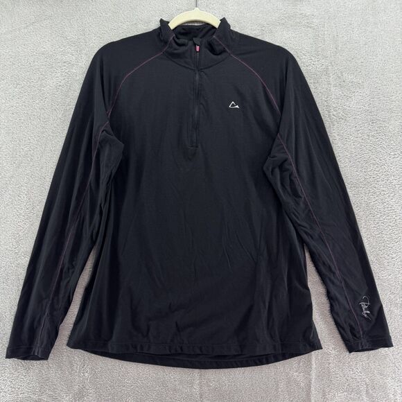 Merino Blend By Paradox Base Layer Womens L Black 1/4 Zip Logo Pullover Outdoor - Picture 1 of 13